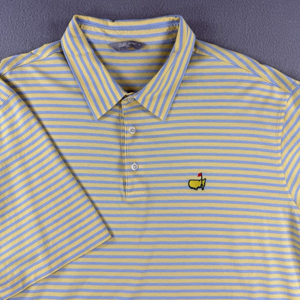Bobby Jones Masters Collection Golf Polo XXL Yellow Blue Striped Made in Italy